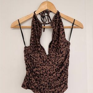 Aritzia cheetah print halter top